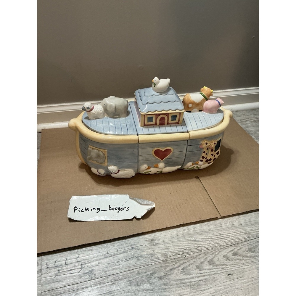 NOAH'S ARK CANISTER VINTAGE CERTIFIED INTL CORP SUSAN WINGATE SET 3 10" X 17"